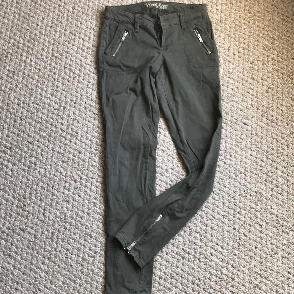 Old navy rockstar olive green Moto pants